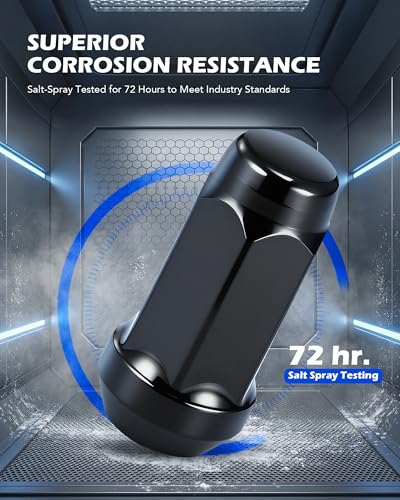 OMT M14x1.5 Lug Nuts with Cone Seat, 24pcs Lug Nuts Set with 1 Socket Key - color: Black, size: M14x1.5, style: 24Pcs Hex Tuner