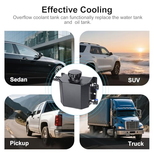 Coolant Reservoir Tank, 1L Aluminum Radiator Overflow Tank Black - color: Black, size: 1L