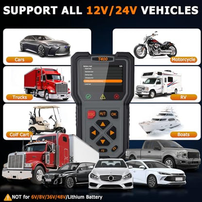 TopDiag T400 4-in-1 OBD2 Scanner Diagnostic Tool, Car Diagnostic Tool, 12V Battery Tester Check Engine Code Reader, Relay Tester, Fuel Injector Tester for Any Vehicle with an OBDII Port - color: T400-BLACK