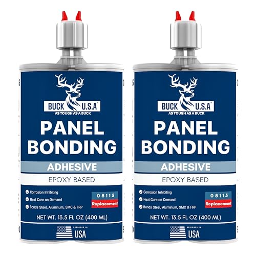 2 Pack Buck Panel Bonding Adhesive, Two-Part Epoxy, 400 ml/13.5 fl oz Cartridge, 08115 Replacement, Heavy Duty Metal Glue for Automotive Use, Bonds w/Steel, Aluminum, Plastic, OEM Recommended, Black - size: Panel Bond (400ml), style: 2 Pack