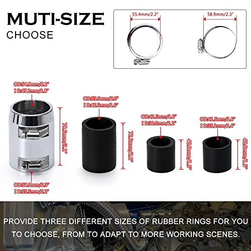Universal 48inch Flexible Radiator Coolant Hose Stainless Steel Kit with 4Pcs Cap Clamp Silver - size: Silver-48inch