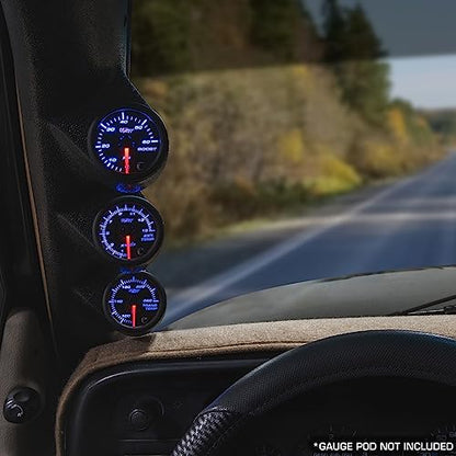 GlowShift Black 7 Color 3-Gauge Diesel Truck Set, 2-1/16" 52mm