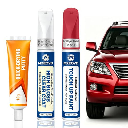 Rallye Red (R-513) Touch Up Paint Compatible with Honda,All in One Car Scratch Repair Kit with Primer Putty & Clear Coat,Complete Sanding Tools Set for Scratches Chips Nicks - color: Rallye Red (R-513), size: Honda