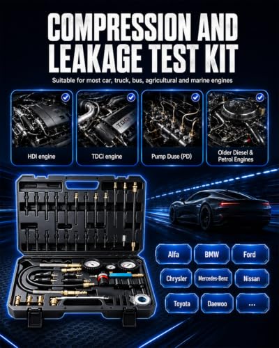 47PCS Compression and Leak Down Tester Kit for Diesel & Petrol