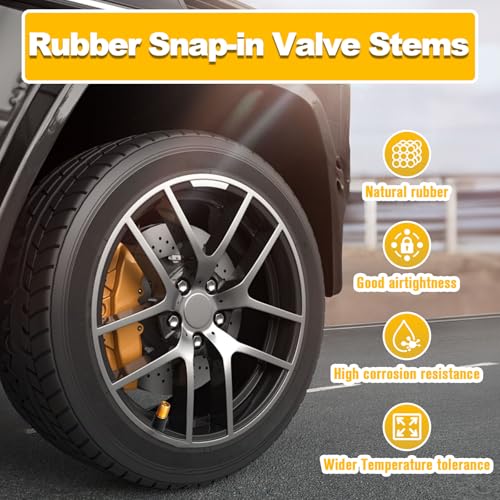 TR413 Valve Stems, Rubber Snap-in Valve Stems, Car Tire Valve Stem for 0.453 inch Rim Holes on Standard Vehicle Tires (200 Pcs)