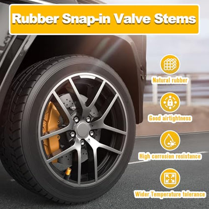 TR413 Valve Stems, Rubber Snap-in Valve Stems, Car Tire Valve Stem for 0.453 inch Rim Holes on Standard Vehicle Tires (200 Pcs)
