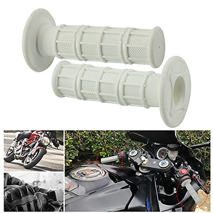 FLYPIG Universal 22mm 7/8" Motorcycle Handlebar Grips Bike Grips Non Slip Rubber Hand Grips for Honda Yamaha Suzuki Kawasaki KLX CRF YZF XR Polaris Arctic Cat Off Road Dirt Bike Handle Grips - color: white