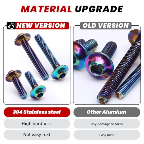 M5 M6 Stainless Steel Motorcycle Fairing Bolts, 177Pcs - color: Colorful