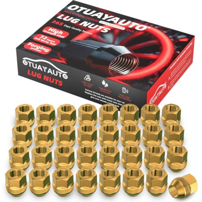 OTUAYAUTO M14x1.5 32PCS Open End OEM Lug Nuts, Zinc Gold Replacement for - color: Zinc Gold, size: M14x1.5, style: 32 PCS