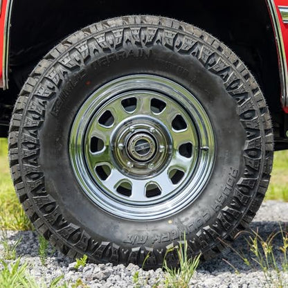 Rough Country 17x9 Polished Chrome Steel Wheel - 5x5, 12mm Offset, 3.30 Bore, Classic Off-Road Rim for Trucks, Jeeps & SUVs - size: 17x9 - 5x5, -12mm