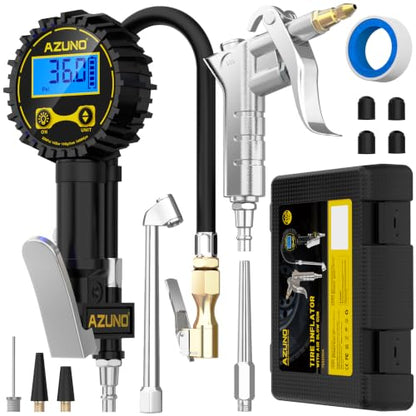 AZUNO Digital Tire Pressure Gauge with Air Blow Gun - size: Standard with Air Gun