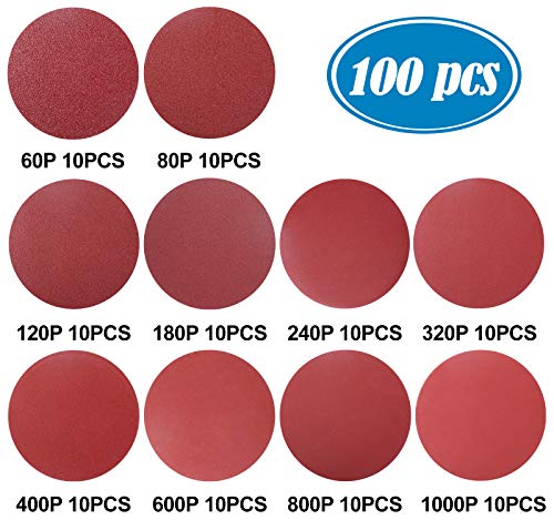 S SATC Premium PSA Sanding Discs 6 Inch 100 PCS 60 80 120 180 240 320 400 600 800 1000 Grit Aluminum Oxide Self Stick Adhesive Sanding Discs for Random Orbital Sander and Belt Disc Sander - style: 6 Inch