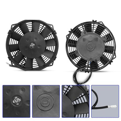 Universal 8 Inch Black Slim Radiator Cooling Fan 12V 80W with Mount Kit – Fits Radiators for Vehicles, Cars, Trucks - size: 8 inch