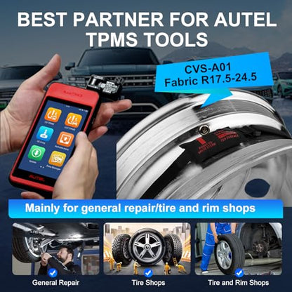 Autel CVS-A01 Fabric-Banded R17.5 to 24.5 Work with MaxiTPMS ITS600 CV Programmable CV TPMS Sensor 433MHZ Programmable Universal TPMS Sensor Designed for Commercial Vehicles