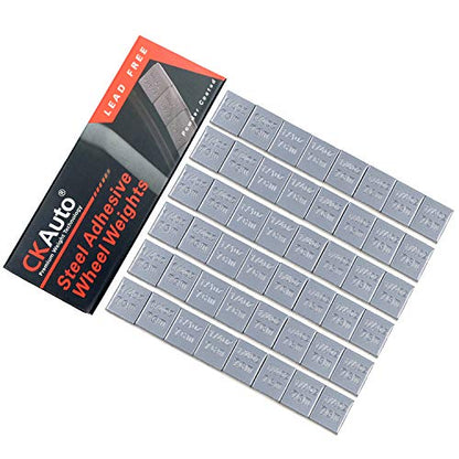 CKAuto 1/4oz, 0.25oz, Gray Steel Adhesive Stick-On Wheel Weights, 12oz Box - color: Grey, size: 48PCS