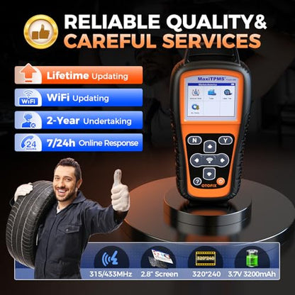 OTOFIX TireGO 808 TPMS Programming Tool, 2026 Upgrade Wi*Fi TPMS Scan Tool Relearn Activate All TPMS Sensors, TPMS Diagnostics&Reset, One Click Free Updating, Lifetime Update