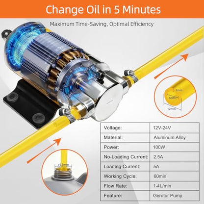 100W Electric Oil Change Extractor Pump, 1-4L/min Oil Transfer Pump for Engine/Transmission/Gear Oil Change, Compatible with Milwaukee M18 Battery(Oil Pump-B+Red Adapter) - color: Oil Pump-B+Red Adapter