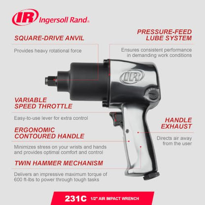 Ingersoll Rand 231C 1/2" Drive Air Impact Wrench - size: 1/2" Impact - Front Exhaust