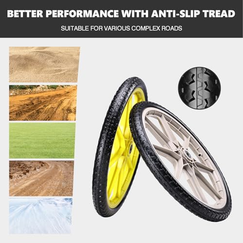 20" Flat Free Tire and Wheel with 3/4" & 5/8" Bearing, 2 Pack - color: Grey