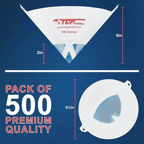 TCP Global - 190 Micron Filter Tips Ultra-Fine Paint Strainer, 500 Pack - style: 190 Micron (Pack of 500)