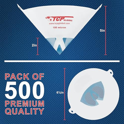 TCP Global - 190 Micron Filter Tips Ultra-Fine Paint Strainer, 500 Pack - style: 190 Micron (Pack of 500)