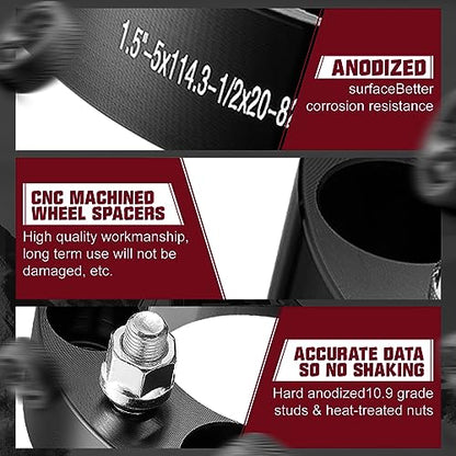 BDFHYK 5x114.3mm Wheel Spacers 1.5 Inch Spacers for Ford Jeep 1966-2014 - size: 1.5 inch 5x4.5", style: Frod Mustang