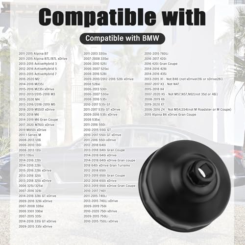 86mm 16 Flute Oil Filter Wrench with 3/8" Drive Port,Oil Filter Removal Tool Compatible with BMW & Volvo,Professional Oils Filters Socket for Detaching & Installing Oils Filters
