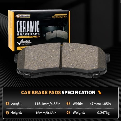 Ceramic Rear Brake Pads Set Compatible with Select Lexus GX460/GX470/LX450;For 2003-2024 Toyota 4Runner;2007-2014 Toyota FJ Cruiser;1991-1997 Toyota Land Cruiser;2001-2007 Toyota Sequoia(D606) - color: HZ606