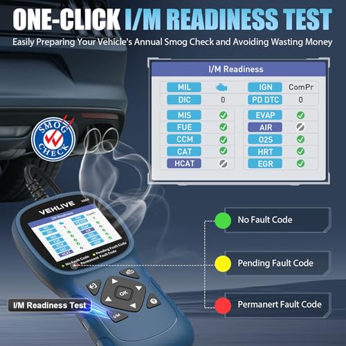 V860 OBD2 Scanner for Car and Trucks,Diagnostic Tools and Code Reader for Engine Check,Battery Test, O2 Sensor and EVAP Leak for Annual Check Readiness,Printable Export,Vehicle After 1996