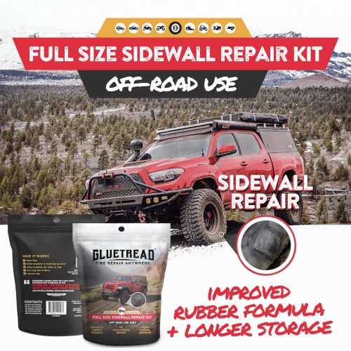GlueTread Full Size 4x4 Sidewall Tire Repair Kit, Off Road Tire Patch Kit