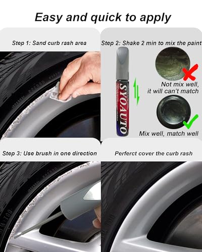 SYOAUTO Gunpowder Rim Touch Up Paint For Tesla Model Y 3 S X Uberturbine/Arachnid/Cybersteam/Turbine Wheel Touch Up Paint Rim Scratch Repair Wheel Curb Rash Paint Pen(Gunpowder)
