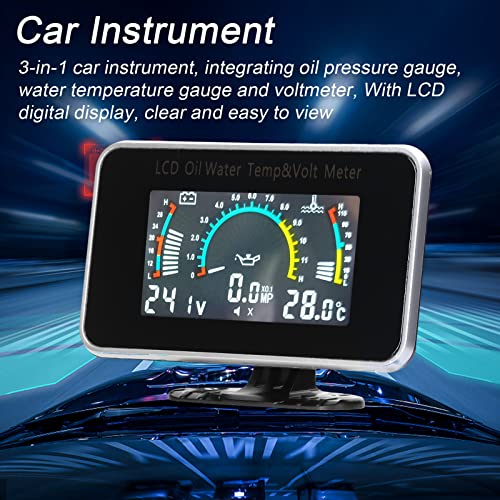 3-in-1 Car LCD Meter Digital Oil Pressure Voltage Water Temperature Gauge Universal Instrument 9-36V for Car Truck SUV RV