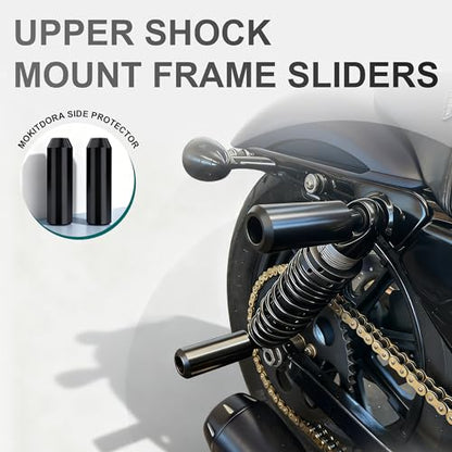 MoKitDora 6" Sportster Upper Shock Mount Guard Frame Sliders Anti Crash Protector for 2004-2022 Harley XL 883 1200 XR1200 Iron Nightster Roadster, Black