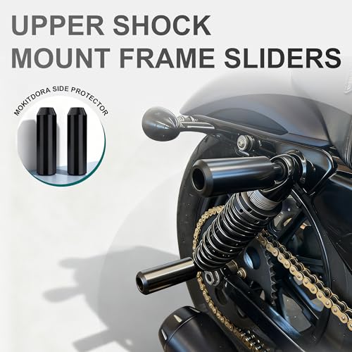 MoKitDora 6" Sportster Upper Shock Mount Guard Frame Sliders Anti Crash Protector for 2004-2022 Harley XL 883 1200 XR1200 Iron Nightster Roadster, Black