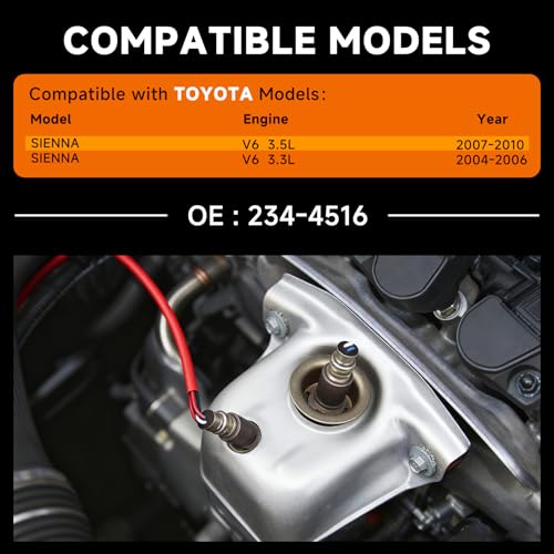 Downstream O2 Sensor Set | Direct Replacement for OE #234-4516 | Oxygen Sensor Compatible with Toyota 3.3L/3.5L V6 | Direct-Fit Downstream Sensor for 2004-2010 Models INCLUDES GLOVES - size: 234-4516