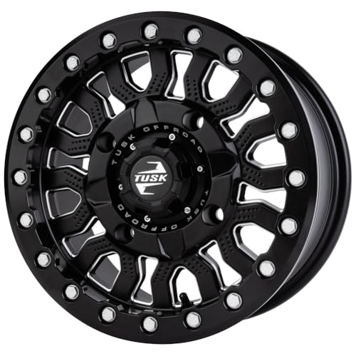 4/156 Tusk Fremont Beadlock Wheel 15x7 Compatible with Polaris RZR XP Turbo 2016-2026 /Yamaha YXZ 1000 2019-2026 (Milled/Black, Offset 4.0 + 3.0) - color: Milled/Black, size: Offset 4.0 + 3.0