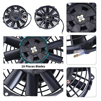 7''Inch Slim Fan Push Pull Electric Radiator Cooling Fan Black - color: Black, size: 7 Inch-2 Pieces