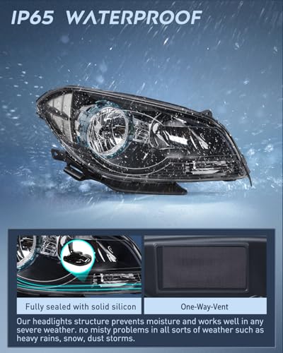Nilight Headlight Assembly Compatible with 2008-2012 Chevy Malibu - color: Black Housing Clear Reflector, size: 2008-2012 Chevy Malibu