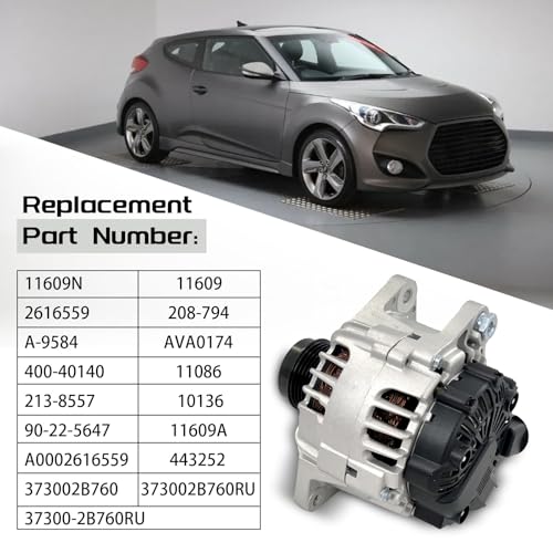 11609 Alternator 12V 110A Compatible with Hyundai Veloster 2013-2017 - size: Hyundai V-eloster/Kia Forte Koup/Forte5/Rio/Soul