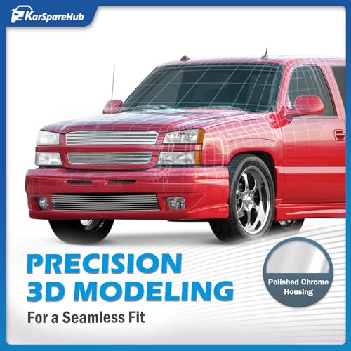 Halogen Headlights for 2003-2007 Chevy Silverado 1500 2500 3500 - color: Polished Chrome | With High & Low Beam Bulbs