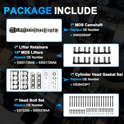 AUCERAMIC 5.7L MDS Camshaft Lifter Kit w/Head Gasket Set Fit for Ram 1500