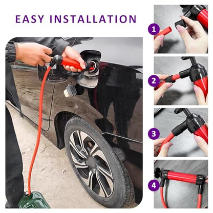 Sun Walker Car Siphon Fluid Transfer Pump, Multi-Use Manual Fuel Extractor Liquid Suction Tool Kit, Universal Hand Inflation Pump for Gas Oil Gasoline Water, Car Accessories