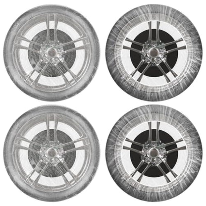 DaisyInner 100 Pcs Disposable Car Tire Covers Plastic Waterproof Tire Wheel Protector for Car Truck SUV Trailer Camper Universal Covering