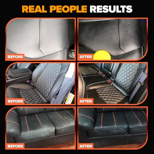 Leather Couch Conditioner & Restorer - Full Leather Restore & Conditioning Kit with Applicator Pad for Car Seats, Couch, Furniture, Shoe, Sofa, Bag & Purses - 18 fl. oz. - style: Leather Conditioner
