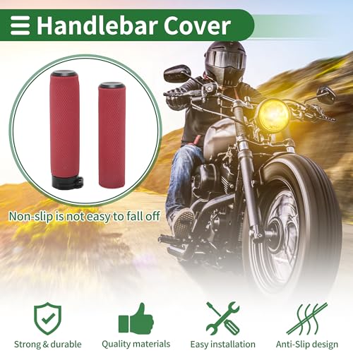 Motoforti Hand Grips Cover Kit 1" 25mm 1.1" 28mm for Motorcycle Scooter - color: Dark Red