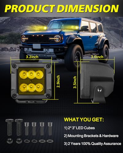 3 Inch Amber LED Pods 120W CREE LED Cubes Offroad Driving Lights - color: Yellow Spot, size: 3 Inch Cube