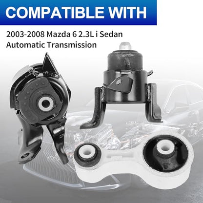 3-Pc Engine Motor Mount Kit for 03-08 Mazd 6 2.3L for Auto & Manual - size: 6 03-08