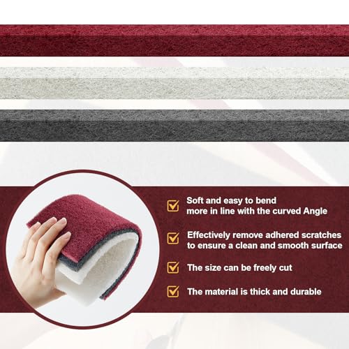 3 Rolls Industrial Scouring Pads 4.72" x 6.56 ft Scuff Pad for Scuffing, Scouring, Sanding, Cleaning, Blending, Paint Surface Prep Adhesion, Automotive Auto Body, Cuttable, Red White Gray