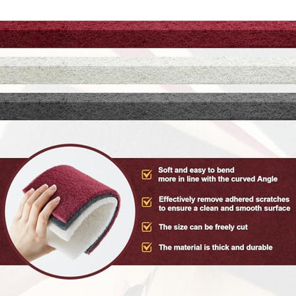 3 Rolls Industrial Scouring Pads 4.72" x 6.56 ft Scuff Pad for Scuffing, Scouring, Sanding, Cleaning, Blending, Paint Surface Prep Adhesion, Automotive Auto Body, Cuttable, Red White Gray
