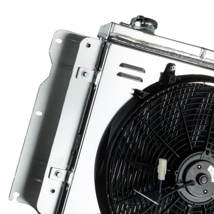 Radiator Shroud 16" Fans for Jeep Wrangler TJ YJ 1987-06 2.4L/2.5L L4 4.0L/4.2L L6 GAS Aluminum Radiators 87 1988 1989 1991 1990 1995 2000 2001 2003 2005 2006 3 Row Core Aluminum Radiator